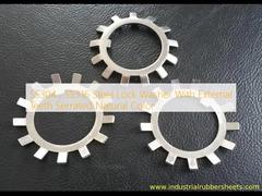 Podkładka zabezpieczająca ze stali SS304, SS316 z zębami zewnętrznymi, ząbkowana, kolor naturalny