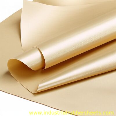Beige PTFE Coated Fiberglass Fabric with Backing Adhesive and 0.08-0.35mm Thickness for High Temperature Resistance