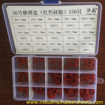Red Color Virgin Silicone O Ring Kit with 15 Sizes for Industrial Sealing
